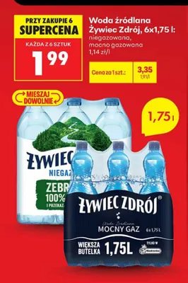 Woda źródlana niegazowana Żywiec Zdrój 6-pak 1,75 l promocja w Biedronka