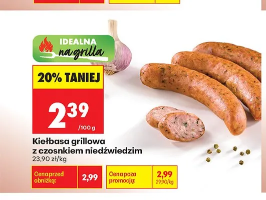 Kiełbasa grillowa z czosnkiem niedźwiedzim promocja w Biedronka