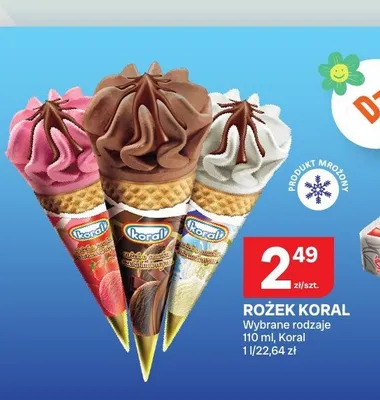 Lód Rożek Koral truskawkowy promocja w Chorten
