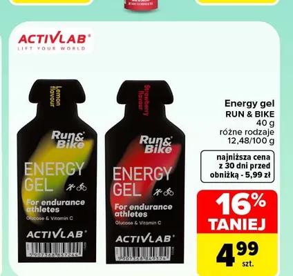 Energy gel Run & Bike truskawkowy Activlab promocja w Carrefour