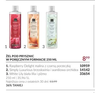 Żel pod prysznic Raspberry Delight malina z czarną porzeczką Senses promocja w AVON