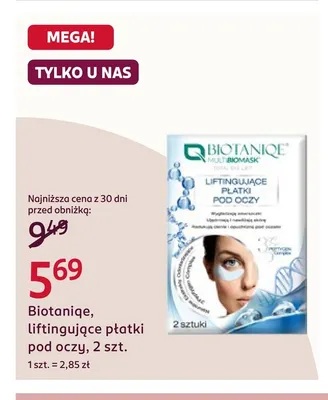 Liftingujące płatki pod oczy Biotaniqe promocja w Rossmann