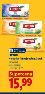 Herbatka funkcjonalna Lipton 2-pak promocja w Lidl