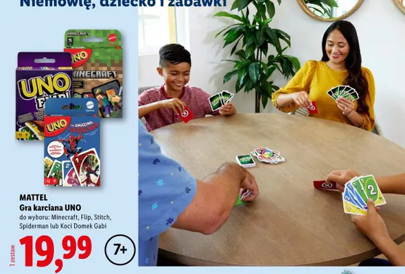Gra karciana UNO Minecraft Mattel promocja w Lidl