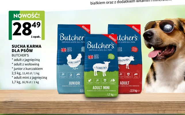 Sucha karma dla psów Butcher's adult z jagnięciną promocja w Intermarche