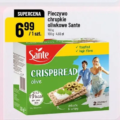 Pieczywo chrupkie oliwkowe Sante Crispbread Olive promocja w POLOmarket