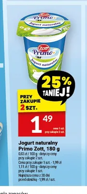 Jogurt naturalny Primo Zott 180g promocja w Twój Market