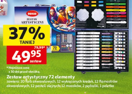Zestaw artystyczny 72 elementy Rexus promocja w Auchan