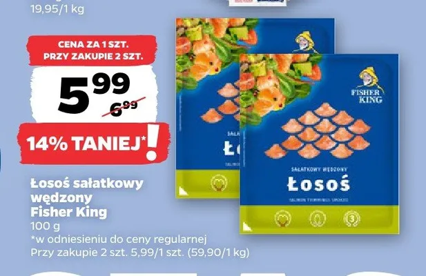 Łosoś sałatkowy wędzony Fisher King promocja w Netto