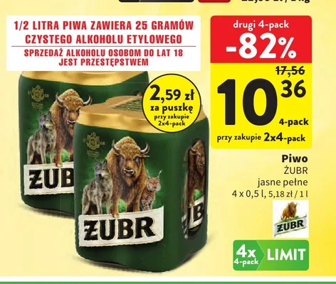 Piwo Żubr 4-pak 500 ml promocja w Intermarche