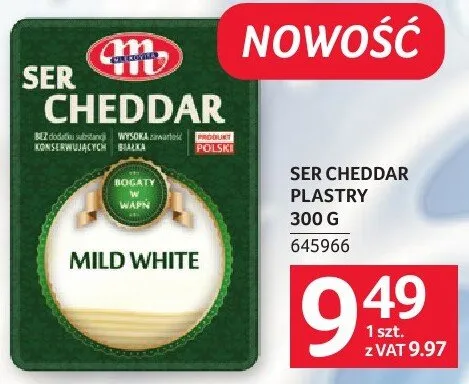 Ser Cheddar plastry Mild White promocja w Selgros