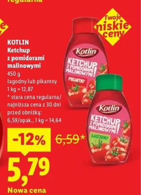 Ketchup z pomidorami malinowymi pikantny Kotlin promocja w Lidl