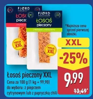 Łosoś pieczony XXL z pieprzem cytrynowym lub z papryczką chili promocja w Aldi