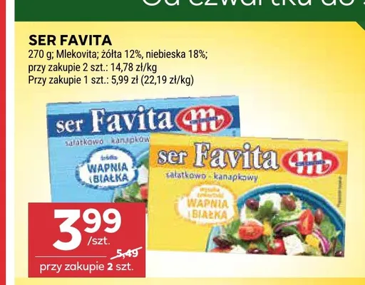 Ser Favita sałatkowo-kanapkowy niebieska 18% promocja w Stokrotka