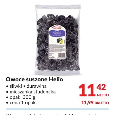 Owoce suszone Helio mieszanka studencka promocja w Makro
