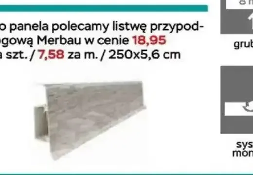 Listwa przypodłogowa Merbau 250x5,6cm promocja w Abra Meble