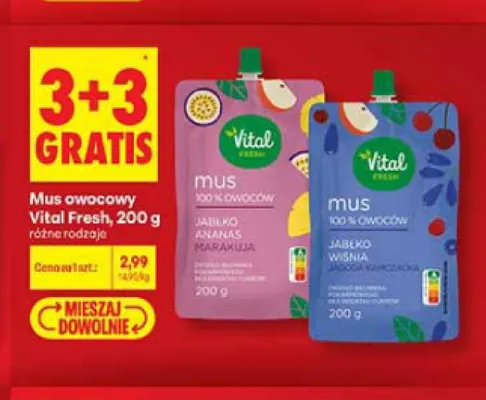 Mus owocowy jabłko wiśnia Vital Fresh promocja w Biedronka