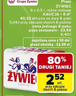 Piwo Żywiec Premium 8-pak 0,5l promocja w Carrefour
