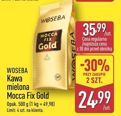 Kawa mielona Mocca Fix Gold promocja w Aldi