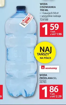 Woda źródlana Economy promocja w Selgros