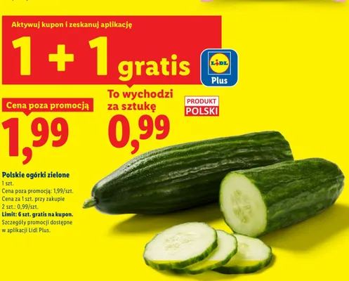 Ogórki zielone polskie promocja w Lidl