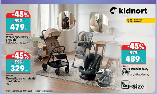 Wózek spacerowy KIDNORT Snøugle czarny promocja w Biedronka