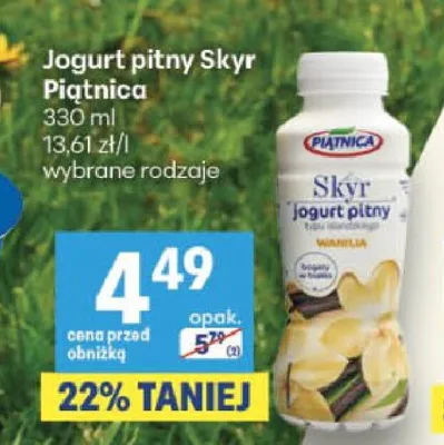 Jogurt pitny malina & kawa Piątnica skyr promocja w Delikatesy Centrum