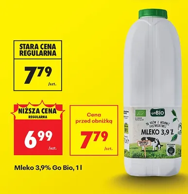 Mleko 3,9% Go Bio promocja w Biedronka