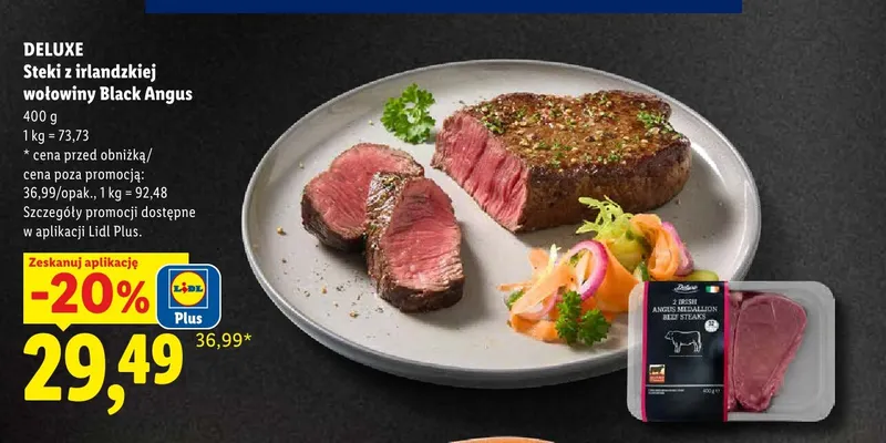 Steki z irlandzkiej wołowiny Black Angus Deluxe promocja w Lidl