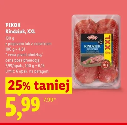 Kindziuk XXL Pikok z czosnkiem promocja w Lidl