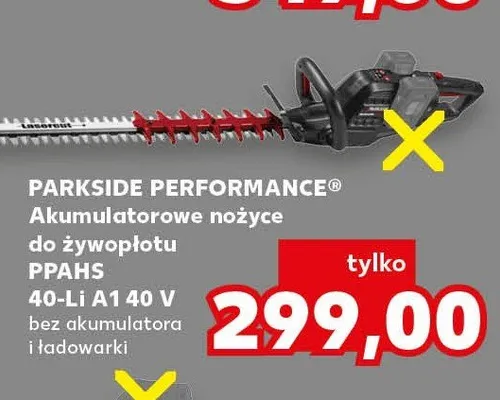 Akumulatorowe nożyce do żywopłotu Parkside Performance PPAHS 40-Li A1 40V bez akumulatora i ładowarki promocja w Kaufland