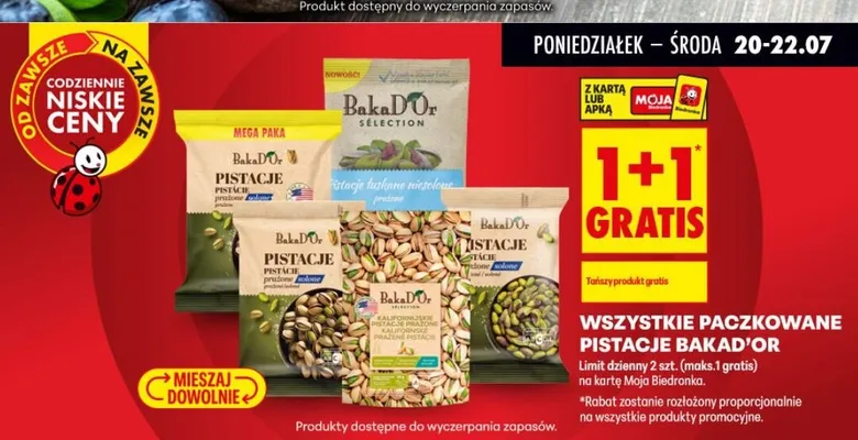 Pistacje paczkowane Bakad'Or promocja w Biedronka
