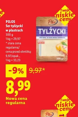 Ser tylżycki w plastrach Pilos promocja w Lidl