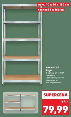 Regał 5 półek z płyty HDF, możliwość ustawienia pionowo lub poziomo, stal ocynkowana promocja w Kaufland