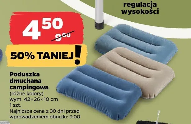 Poduszka dmuchana campingowa wym. 42x26x10cm promocja w Netto