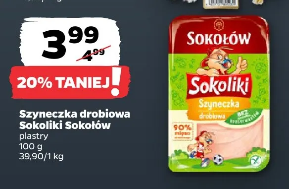 Szyneczka drobiowa Sokoliki Sokołów plastry promocja w Netto