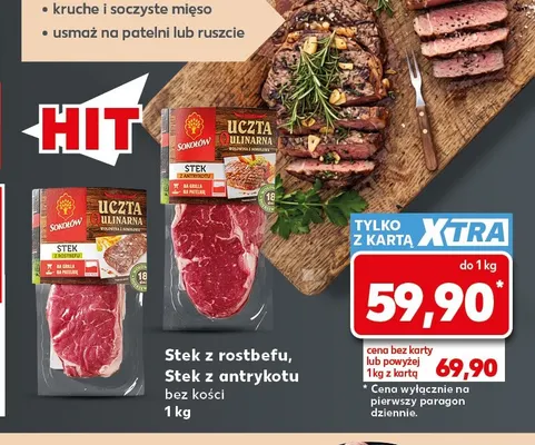 Stek z rostbefu bez kości Sokołów Uczta Qlinarna promocja w Kaufland