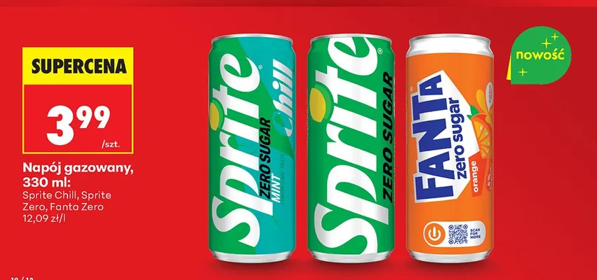 Napój gazowany Chill Zero Sugar Mint promocja w Biedronka