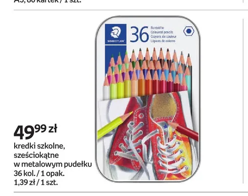 Kredki szkolne sześciokątne w metalowym pudełku STAEDTLER 36 kolorów promocja w Empik