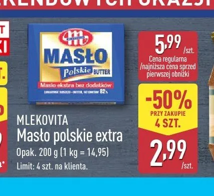 Masło polskie extra Mlekovita promocja w Aldi