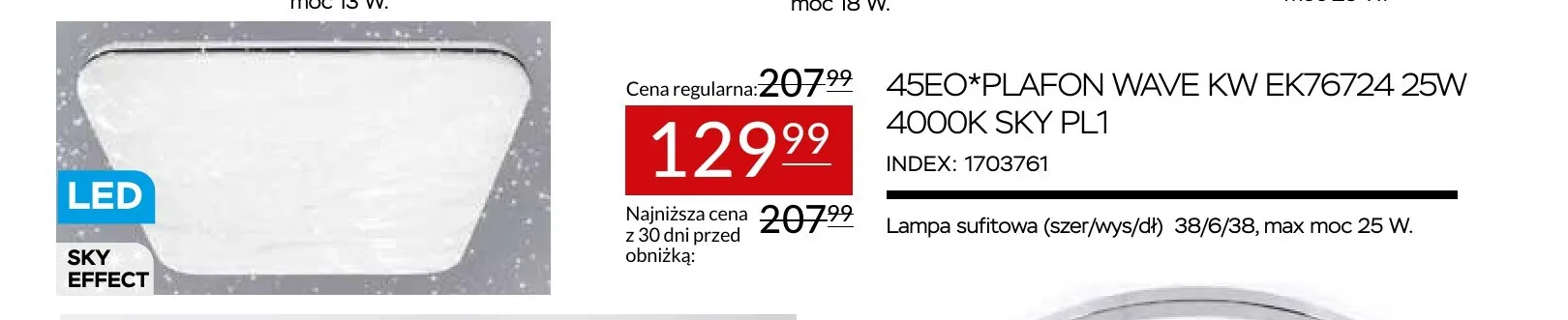 Plafon Wave Kw EK76724 4000K Sky promocja w Abra Meble