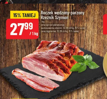 Boczek wędzony-parzony Rzeźnik Szymon promocja w POLOmarket