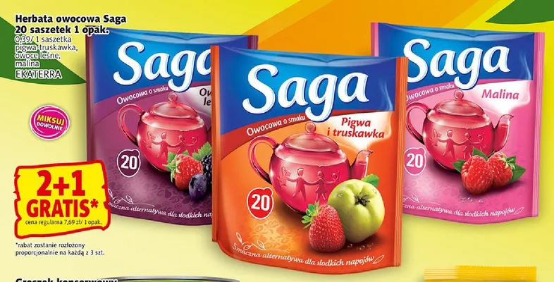 Herbata owocowa Saga owoce leśne promocja w Prim Market