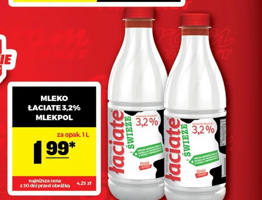 Mleko Łaciate 3,2% Mlekpol promocja w Gram Market
