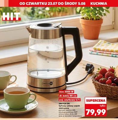 Czajnik elektryczny cyfrowy szklany Switch On 1,7 l promocja w Kaufland