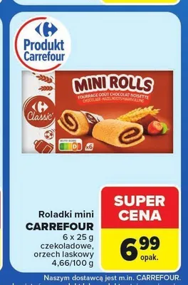 Roladki mini o smaku orzecha laskowego Carrefour Classic promocja w Carrefour