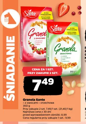 Granola z owocami Sante promocja w Netto