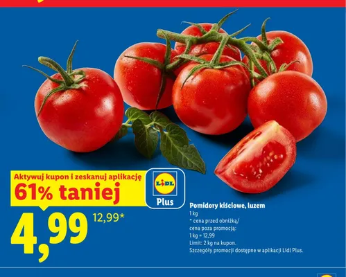 Pomidory kiściowe luzem promocja w Lidl