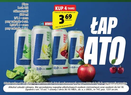Piwo bezalkoholowe Lech Free Elderflower Lemon promocja w Prim Market