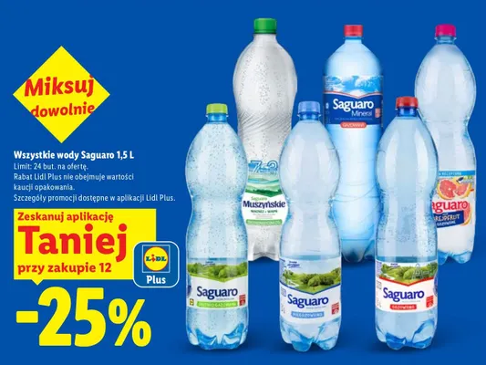 Woda źródlana gazowana Saguaro promocja w Lidl